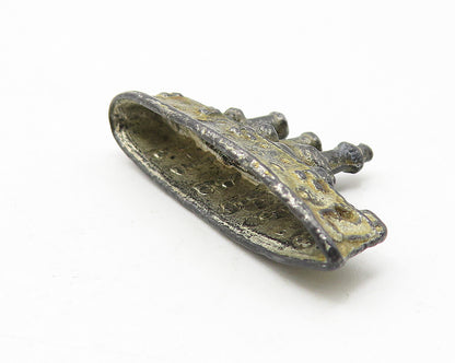 925 Sterling Silver  Vintage Petite Oxidized Ship Motif Table Trinket  TR1821
