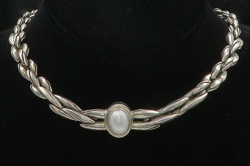 MICHAEL DAWKINS 925 Silver  Vintage Pearl Dome Twist Chain Necklace  NE2814