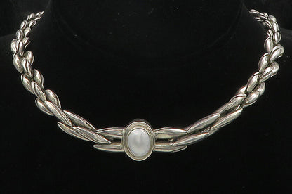 MICHAEL DAWKINS 925 Silver  Vintage Pearl Dome Twist Chain Necklace  NE2814