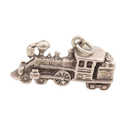 925 Sterling Silver Vintage Pendant 3D Locomotive Steam Engine Charm  PT25176