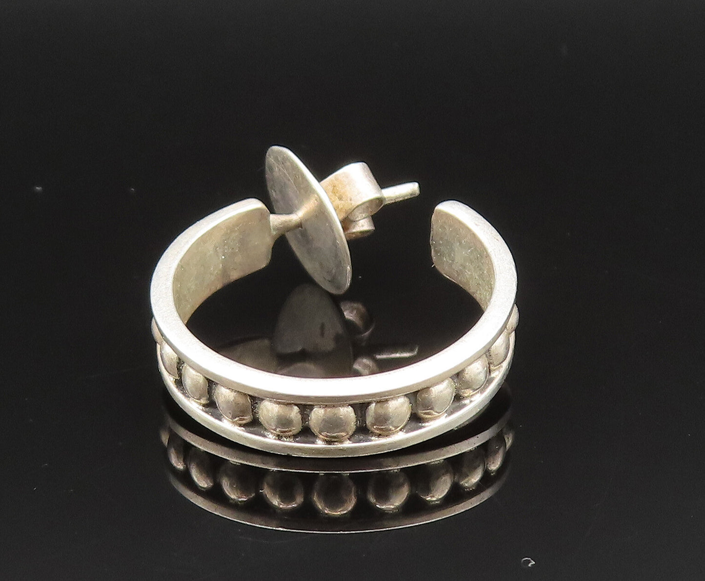 LETY G 925 Sterling Silver Vintage Raised Edge Dotted Hoop Earrings EG11817