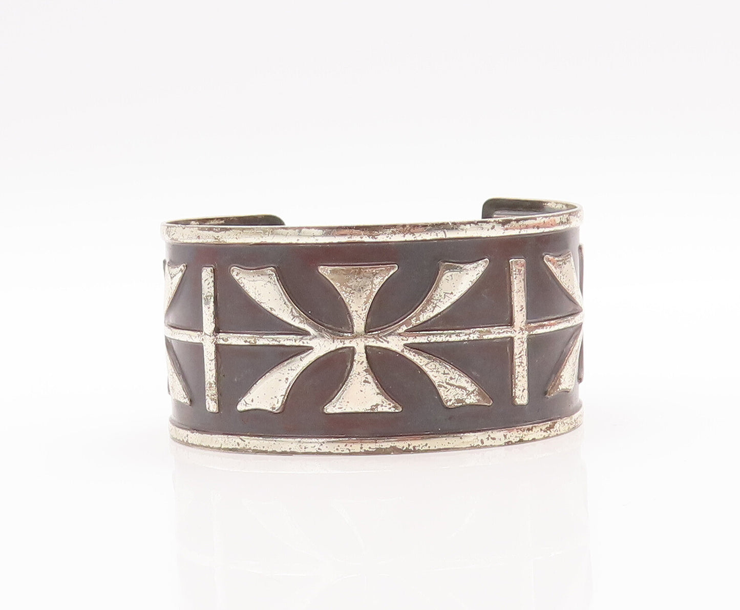 925 Sterling Silver Vintage Bracelet Antique European Floral Etched Cuff BT10554