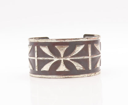 925 Sterling Silver Vintage Bracelet Antique European Floral Etched Cuff BT10554