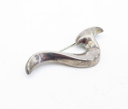 MEXICO 925 Sterling Silver  Vintage Dark Tone Hollow Swirl Brooch Pin  BP1960