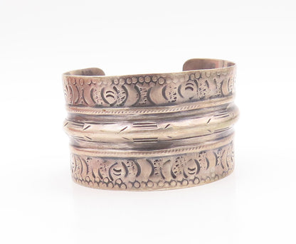 925 Sterling Silver Vintage Bracelet MIDDLE EAST Antique Etched Cuff  BT10557