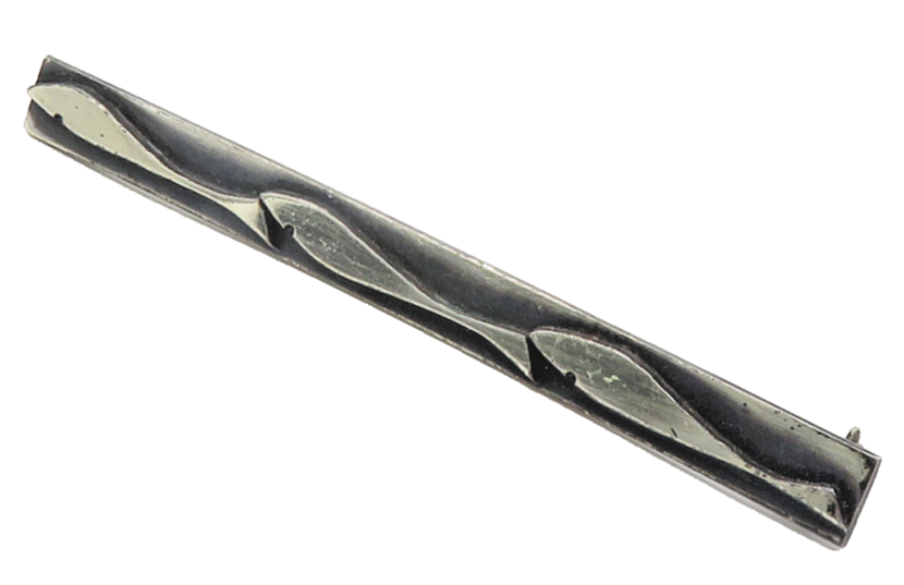 925 Sterling Silver  Vintage Dark Tone Raised Design Bar Brooch Pin  BP4308
