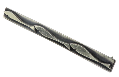 925 Sterling Silver  Vintage Dark Tone Raised Design Bar Brooch Pin  BP4308