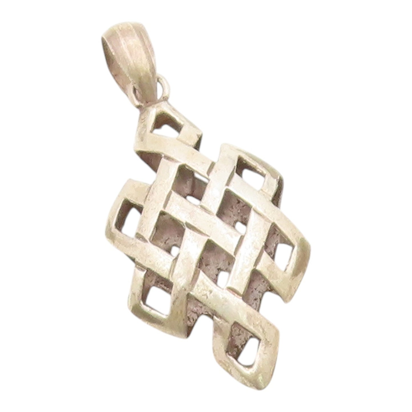 925 Sterling Silver  Vintage Shiny Diamond Shape Pattern Pendant  PT16008