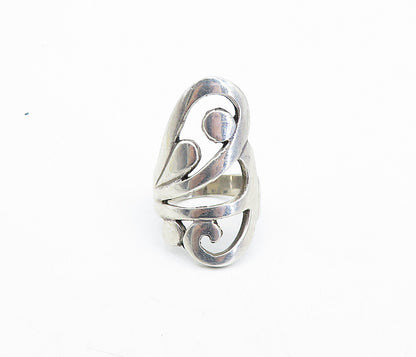 925 Sterling Silver  Vintage Shiny Open Swirl Design Band Ring Sz 7  RG5002