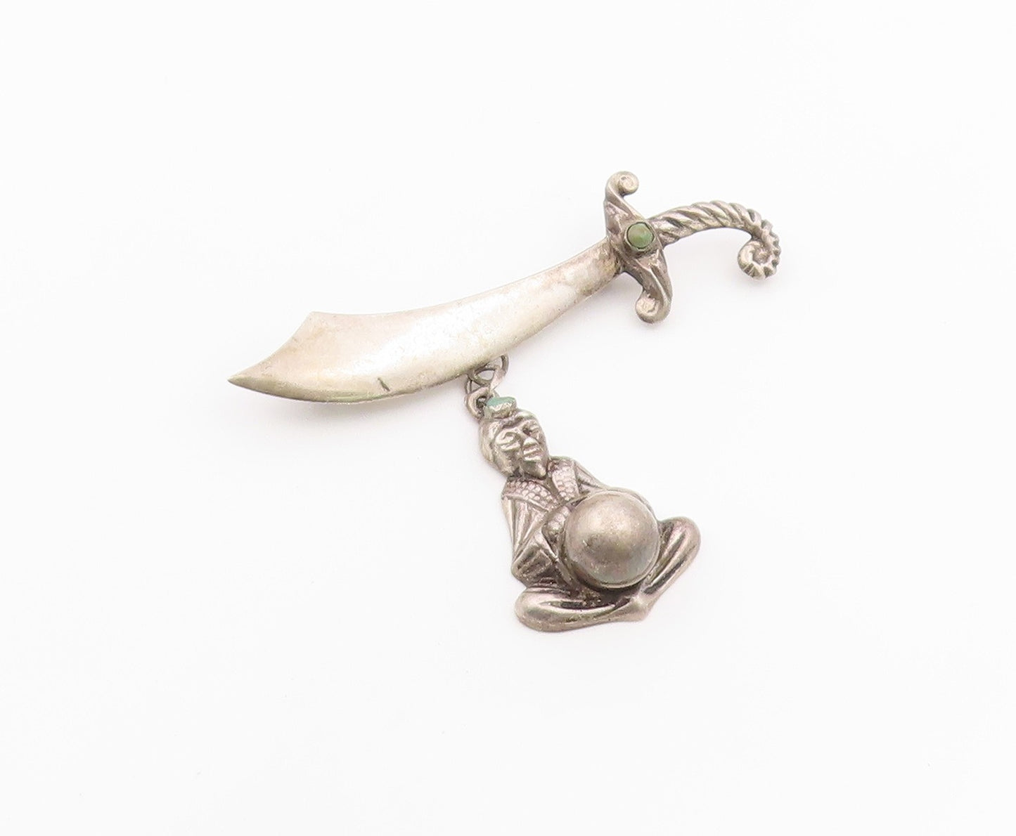925 Sterling Silver Vintage Brooch Pin MEXICO Turquoise Fortune Teller  BP12608