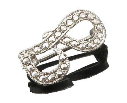 925 Sterling Silver  Vintage Lowercase G Initial Sparkling Brooch Pin  BP5368