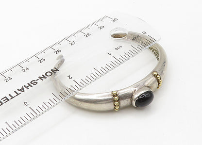 DAVID SIGAL 925 Silver & 18K Gold  Vintage Black Onyx Cuff Bracelet  BT8586