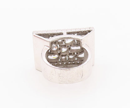 925 Sterling Silver Vintage Ring POMPOOS Multi Shape CZ Band  Sz 8  RG36358