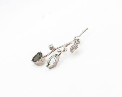925 Sterling Silver Vintage Cubic Zirconia Topaz Floral Trinket  TR2678