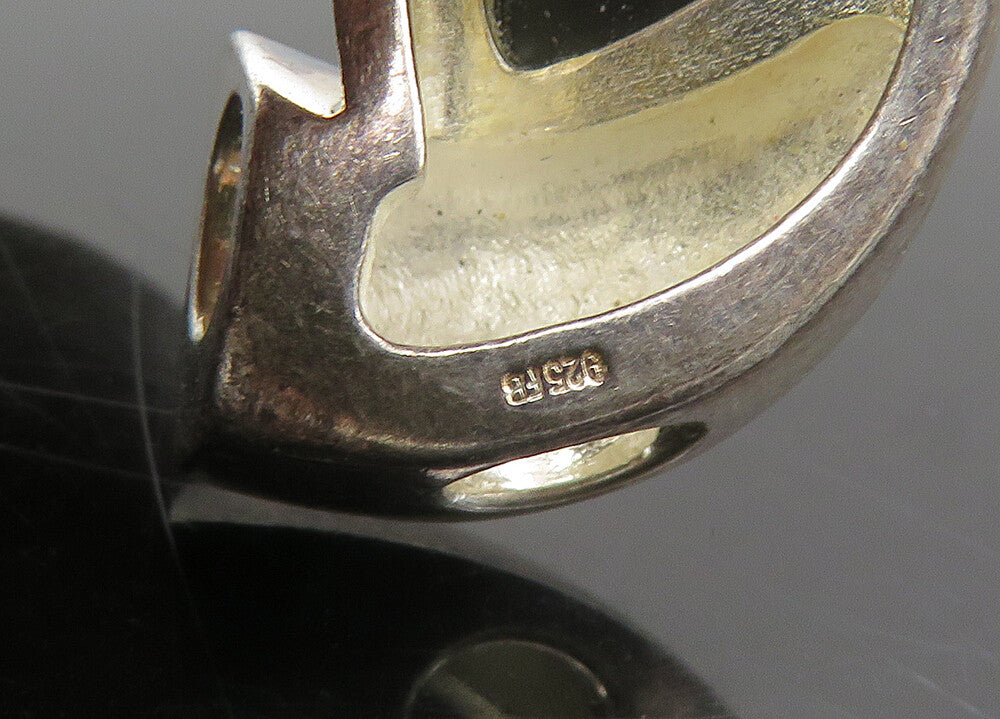 925 Sterling Silver  Vintage Black Onyx Smooth Matte Slide Pendant  PT18122