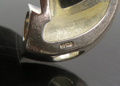 925 Sterling Silver  Vintage Black Onyx Smooth Matte Slide Pendant  PT18122