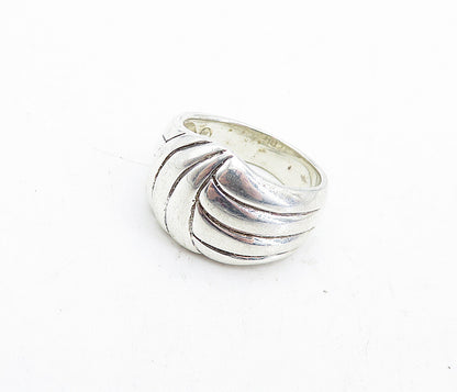SHUBE 925 Sterling Silver  Vintage Shiny Etched Swirl Band Ring Sz 8  RG4607
