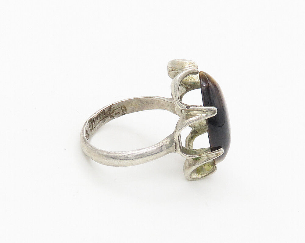 MEXICO 925 Silver  Vintage Cabochon Tiger's Eye Cocktail Ring Sz 7  RG17504
