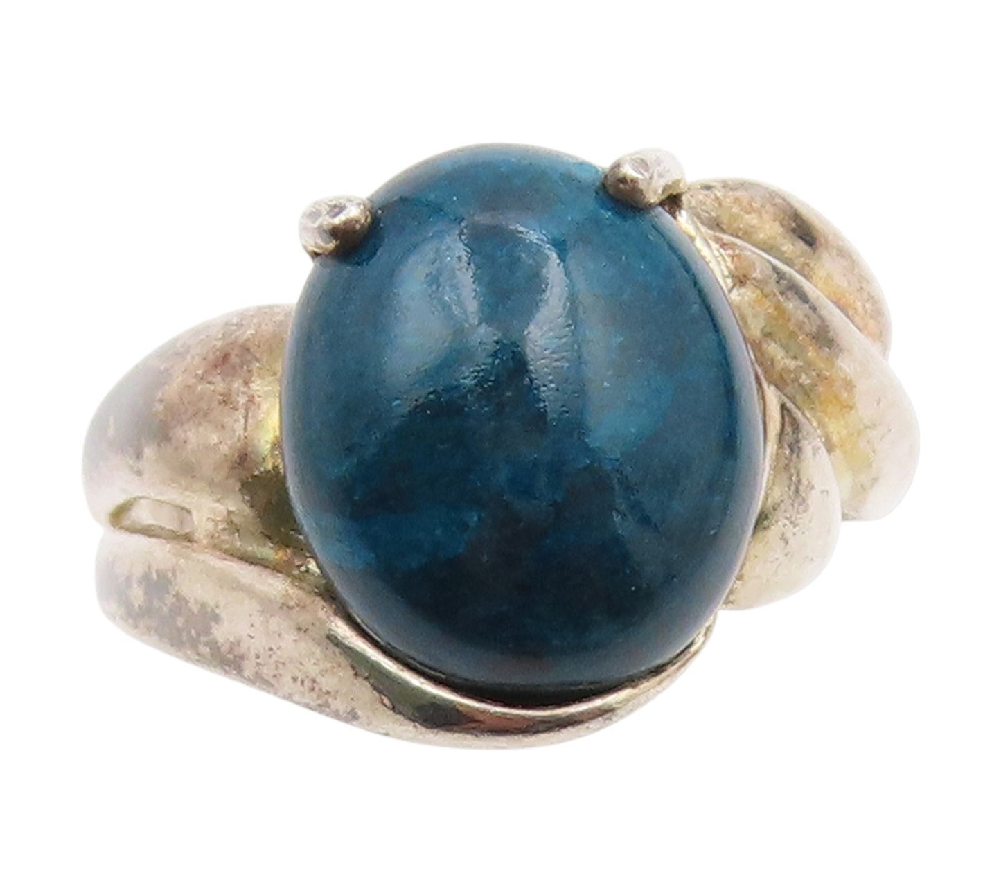 925 Sterling Silver Vintage Ring Cabochon Gemstone Bypass Band  Sz 7  RG34077