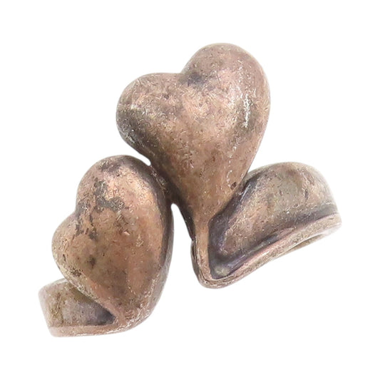 925 Sterling Silver Vintage Ring Dark Tone Designer Cutout Hearts  Sz 7  RG31904