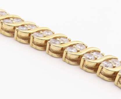 925 Sterling Silver  Petite Topaz Gold Plated Swirl Chain Bracelet  BT5244