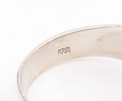 925 Sterling Silver Vintage Ring Classic CZ Etched Geometric Band Sz 12 RG35153