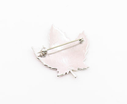 925 Sterling Silver  Vintage Enamel Coated Autumn Leaf Brooch Pin  BP4207