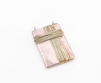 925 Sterling Silver  Vintage Wire Wrapped Detail Square Pendant  PT10056