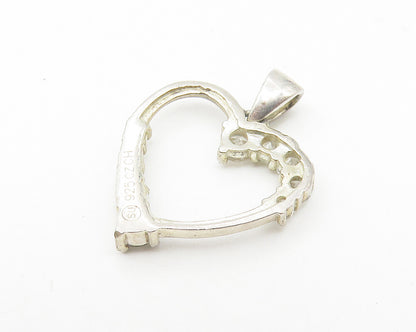 925 Sterling Silver  Vintage Petite Topaz Open Love Heart Pendant  PT8629