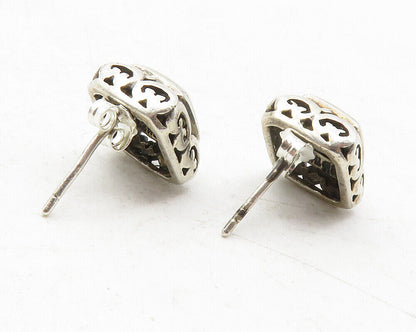 925 Sterling Silver  Vintage Mother Of Pearl Swirl Square Stud Earrings EG6357