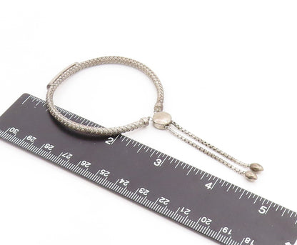 925 Sterling Silver Vintage Bracelet EFFY Real Diamonds Woven Bar Bangle BT11891
