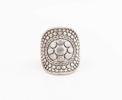 925 Sterling Silver Vintage Ring Bead Etched Circular Pattern  Sz 9  RG28701