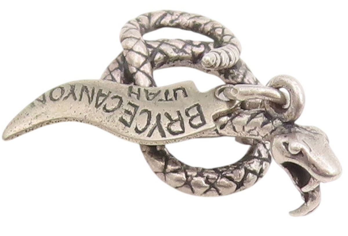 925 Sterling Silver Vintage Pendant Etched Bryce Canyon Coiled Snake  PT25226