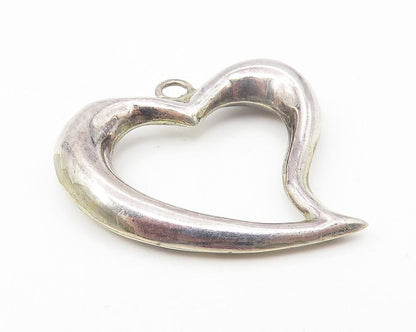 925 Sterling Silver  Vintage Dark Tone Open Love Heart Smooth Pendant  PT9031