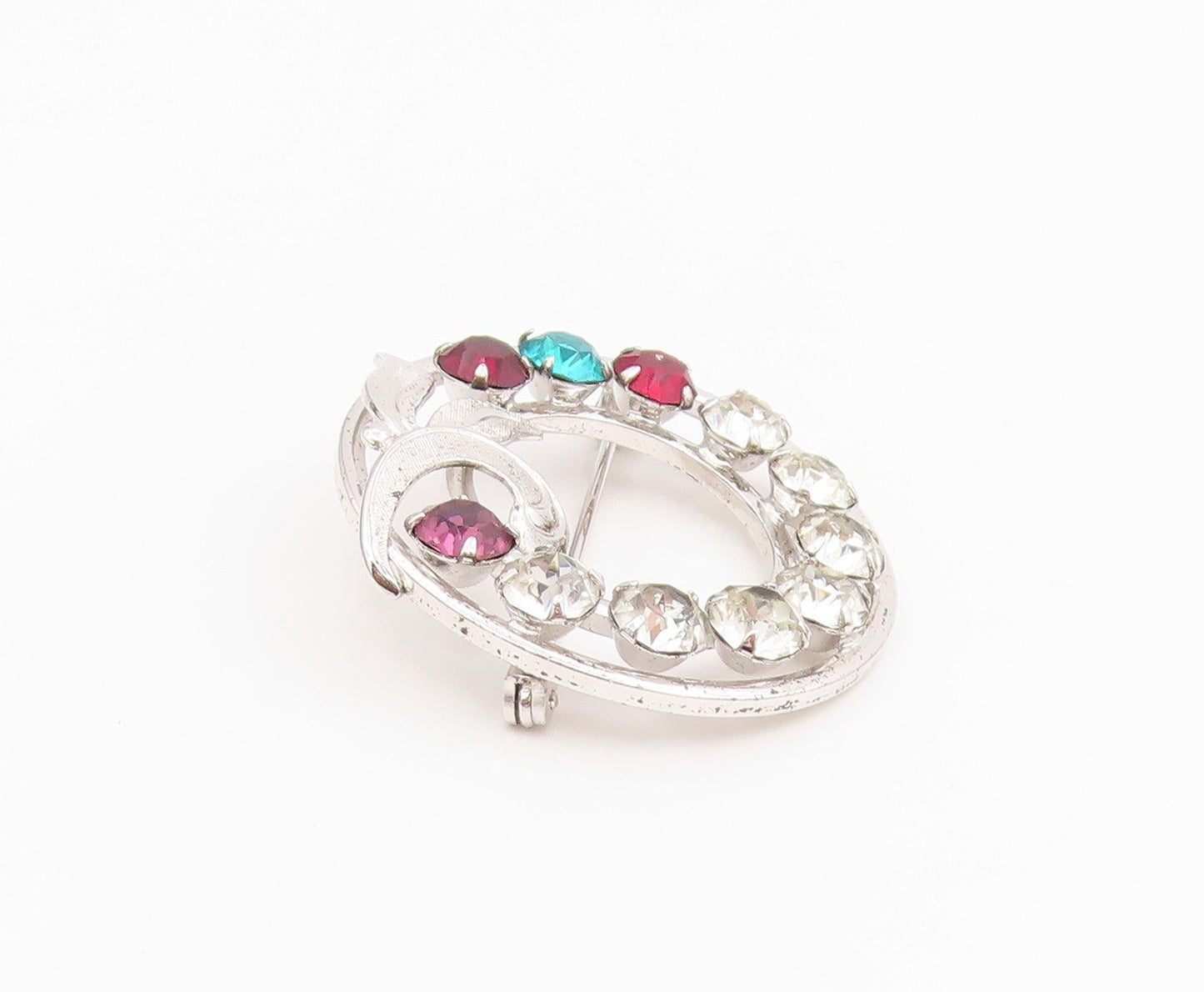 925 Sterling Silver Vintage Brooch Pin VAN DELL CZ Circular Wreath  BP12177