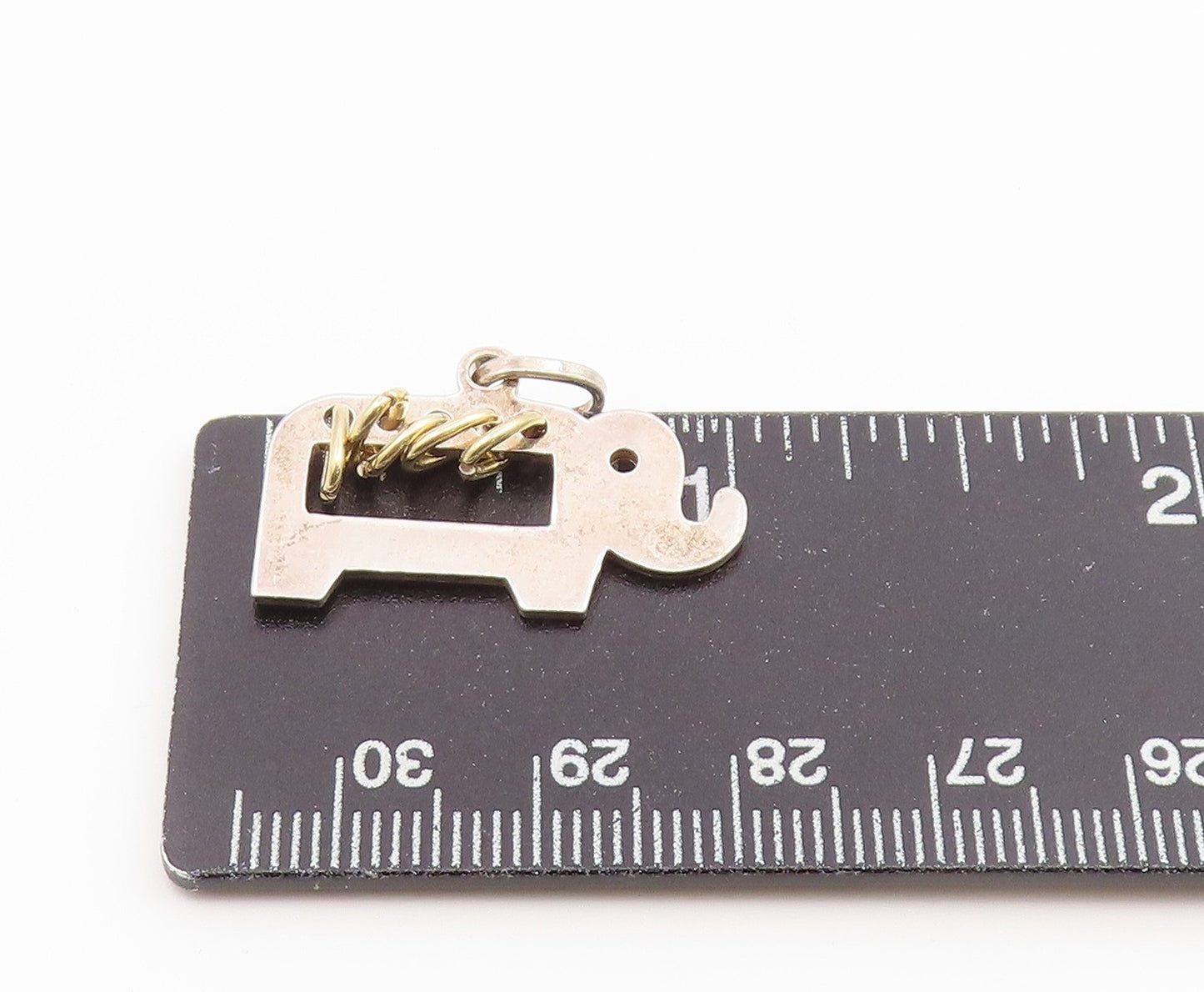 925 Sterling Silver Vintage Pendant Two Tone Elephant Abacus Coil Charm  PT26637