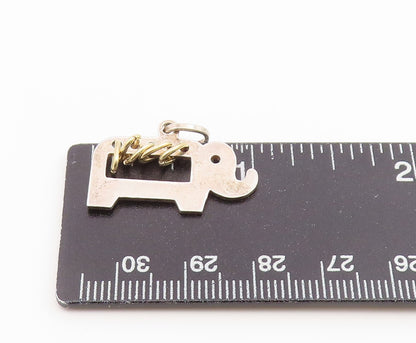 925 Sterling Silver Vintage Pendant Two Tone Elephant Abacus Coil Charm  PT26637