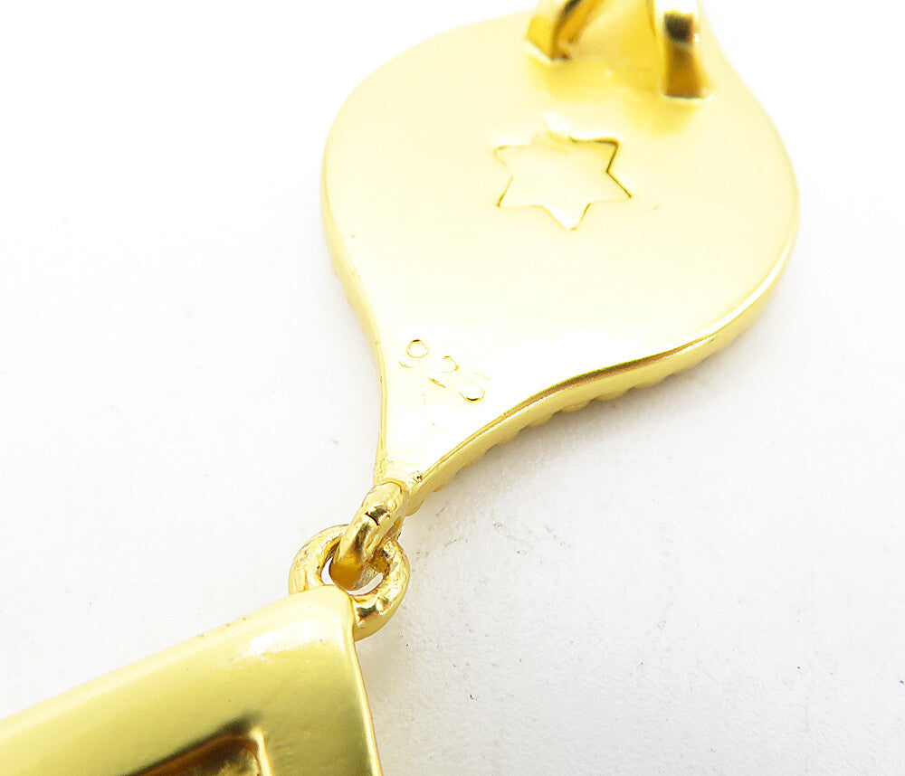 925 Sterling Silver  Topaz Accent Gold Plated Open Star Pattern Pendant PT3708
