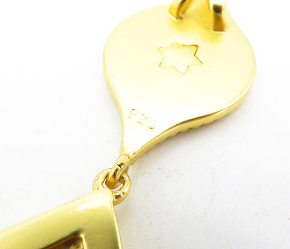 925 Sterling Silver  Topaz Accent Gold Plated Open Star Pattern Pendant PT3708