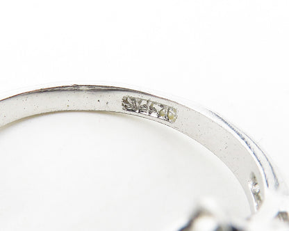 925 Sterling Silver  Topaz Floral Swirl Design Shiny Band Ring Sz 8  RG17094