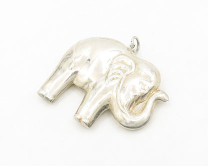 925 Sterling Silver  Vintage Shiny Hollow Elephant Motif Pendant  PT15226