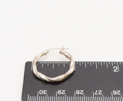 925 Sterling Silver  Vintage Minimalist Twisted Rope Hoop Earrings  EG12557