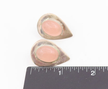 925 Sterling Silver Vintage Earrings Cabochon Rose Quartz Designer Drop  EG13745