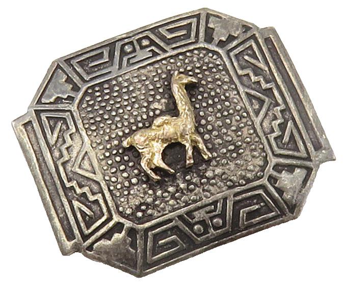 925 Silver & 18K Gold  Vintage Two Tone Alpaca Oxidized Brooch Pin  BP6103