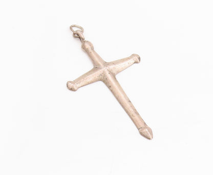 925 Sterling Silver Vintage Pendant Minimalist Antique Religious Cross  PT24489