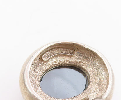 925 Sterling Silver Vintage Pendant ESPO SIG Modernist Hematite Charm  PT25678