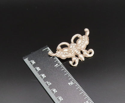 925 Sterling Silver Vintage Antique Textured Butterfly Motif Brooch Pin BP9570