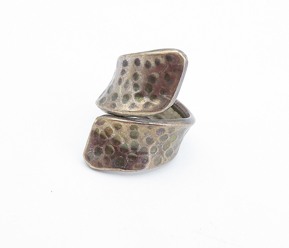 925 Sterling Silver  Vintage Antique Hammered Bypass Band Ring Sz 5.5  RG6697