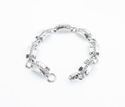 ENGEL BROS. 925 Sterling Silver  Topaz Shiny Curved Link Chain Bracelet BT3357