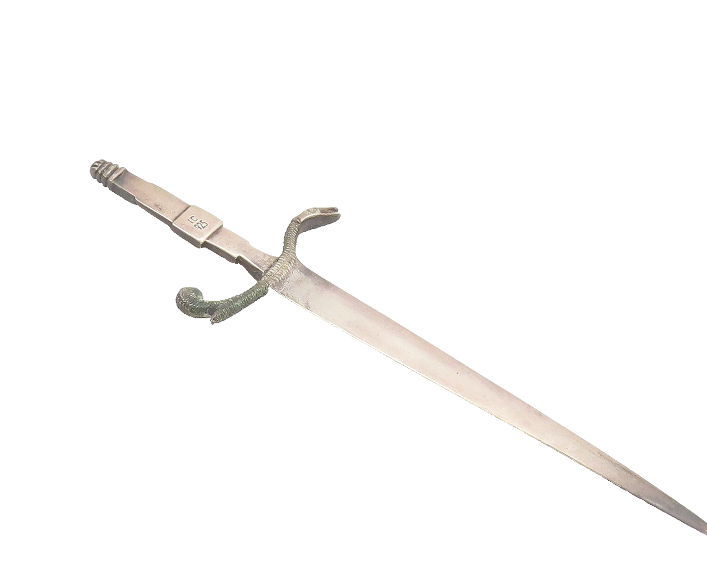925 Sterling Silver  Vintage Sword Snake Shaped Rain Guard Mail Opener  TR3633